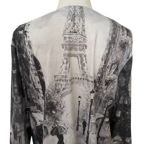 Weekend By Chicos Gray Tone Paris Quarter Sleeve Bling Hi Low Blouse Plus Size 3 - Picture 7 of 9